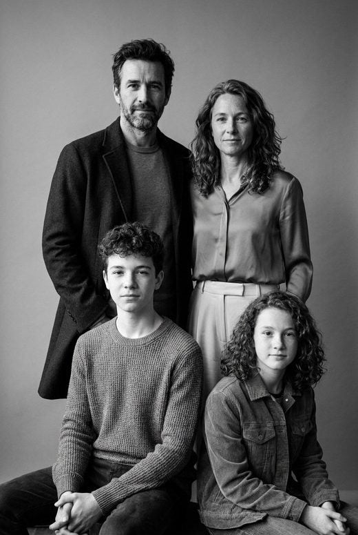 Black and white editorial family portrait